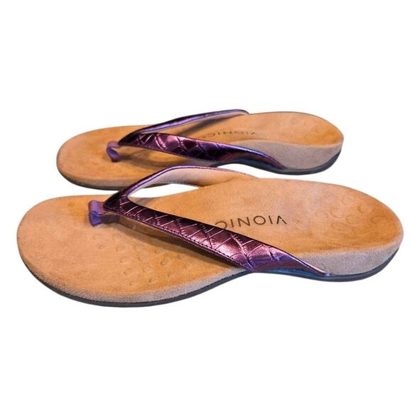 Vionic Women's Dillon Croc Toe Post Metallic Purple | 7 Supportive Sandals EUC - Picture 5 of 9